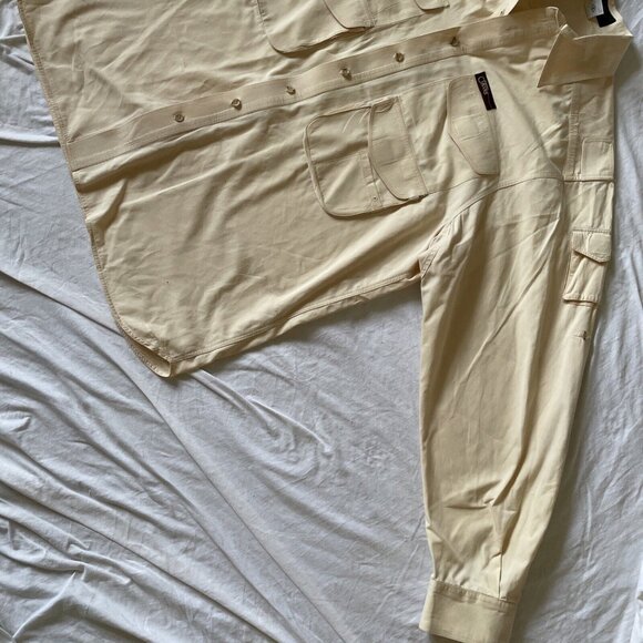 Orvis Mens Beige Long Sleeve Button-Up Shirt Utility Pockets Size L Hunting 100% - Picture 2 of 12